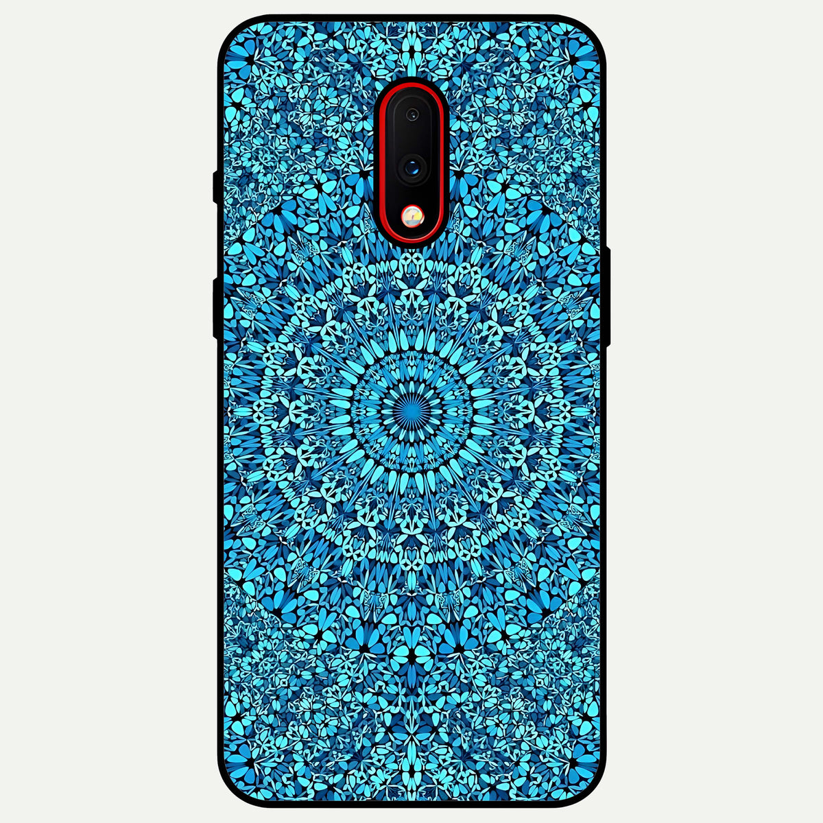  Ocean Bloom Mandala Glass Case For OnePlus 7 back cover – full design glossy printed glass finish