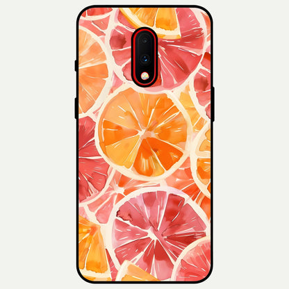  Orange Fruits Pattern Glass Case For OnePlus 7 back cover – full design glossy printed glass finish