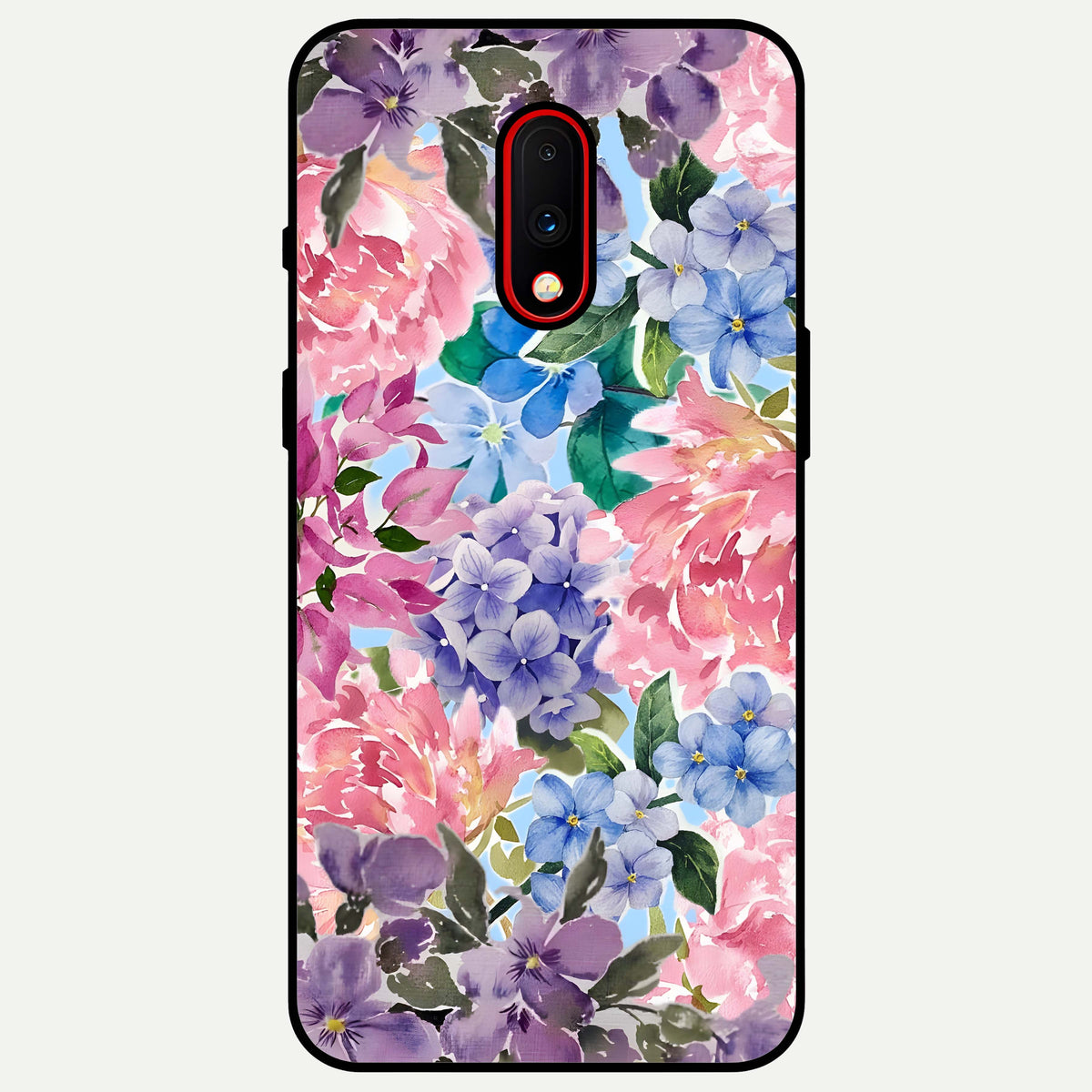  Pastel Floral Mix Glass Case For OnePlus 7 back cover – full design glossy printed glass finish