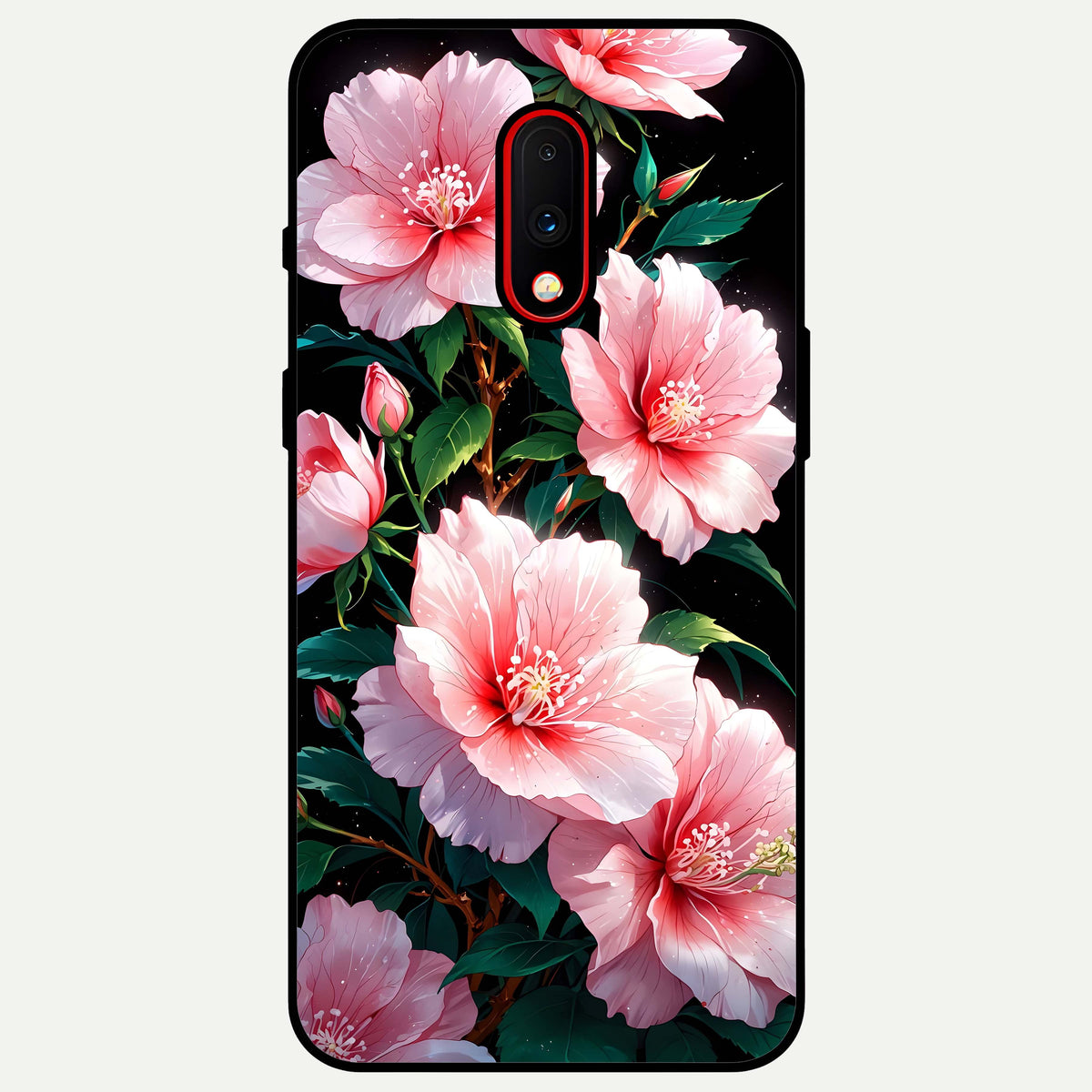  Peach Flower Glass Case For OnePlus 7 back cover – full design glossy printed glass finish