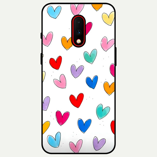  Playful Love Doodles Glass Case For OnePlus 7 back cover – full design glossy printed glass finish