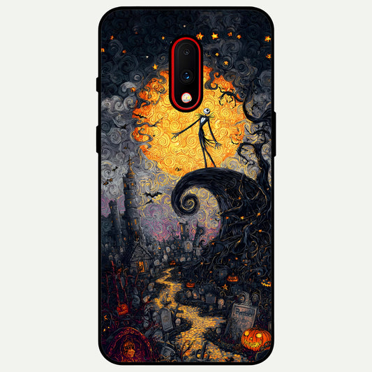 Pumpkin Moonlight Tale Glass Case For OnePlus 7 back cover – full design glossy printed glass finish