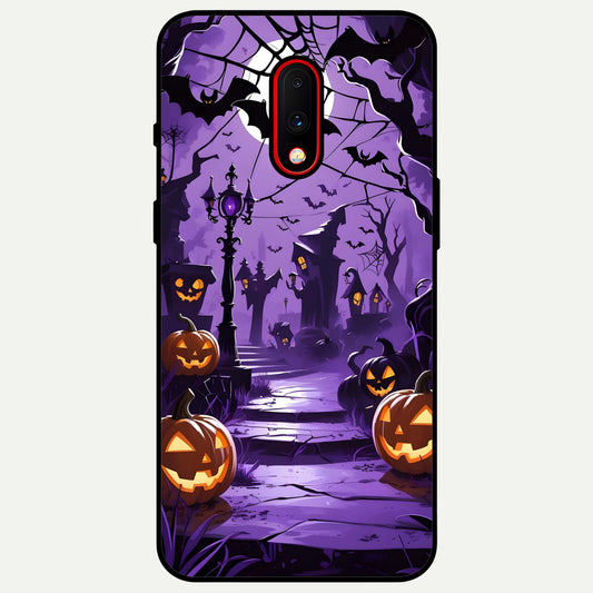  Pumpkin Patch Halloween Glass Case For OnePlus 7 back cover – full design glossy printed glass finish