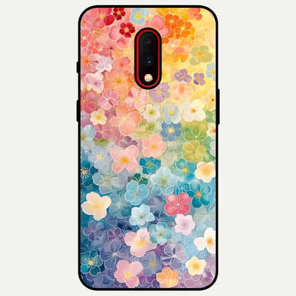  Rainbow Blossom Burst Glass Case For OnePlus 7 back cover – full design glossy printed glass finish
