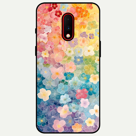  Rainbow Blossom Burst Glass Case For OnePlus 7 back cover – full design glossy printed glass finish