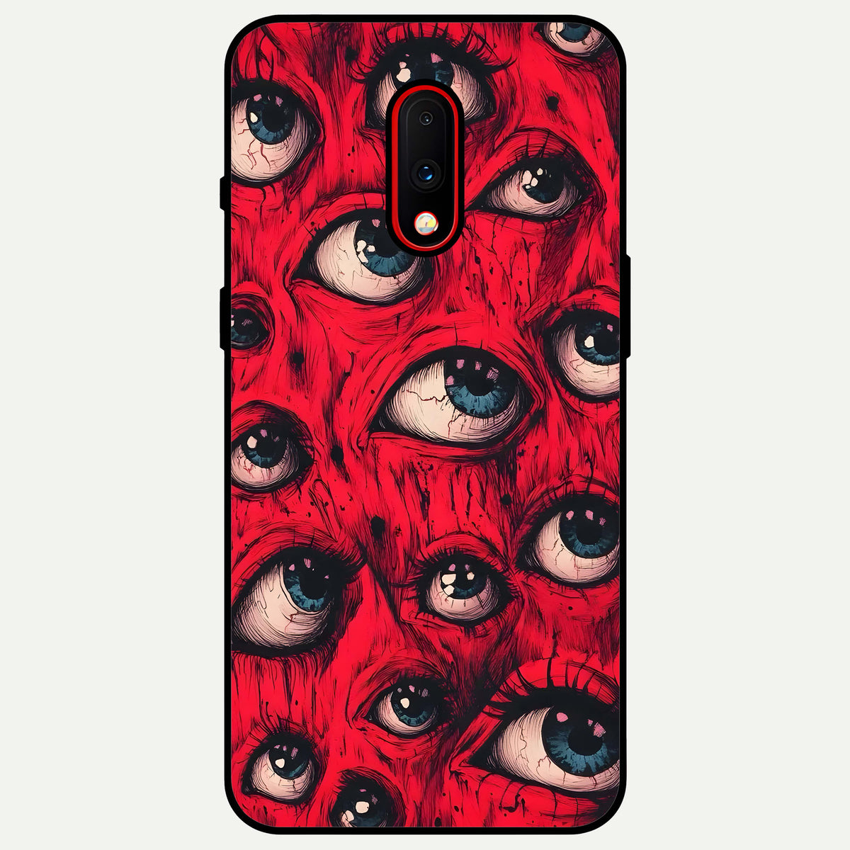  Red Eyes Pattern Glass Case For OnePlus 7 back cover – full design glossy printed glass finish