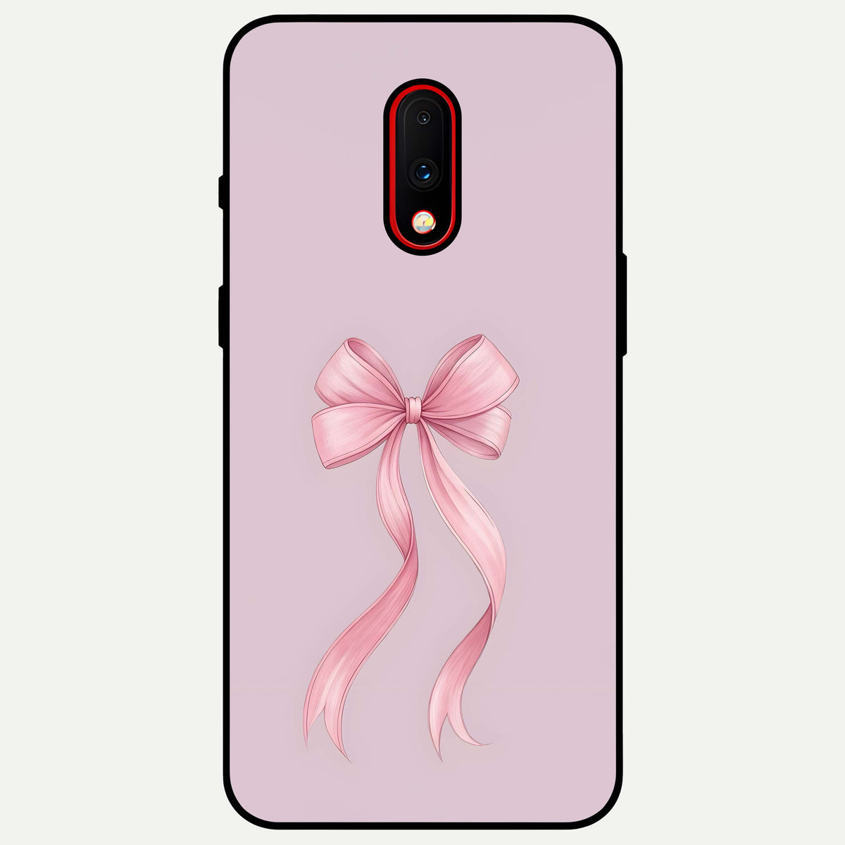  Soft Blush Bow Glass Case For OnePlus 7 back cover – full design glossy printed glass finish