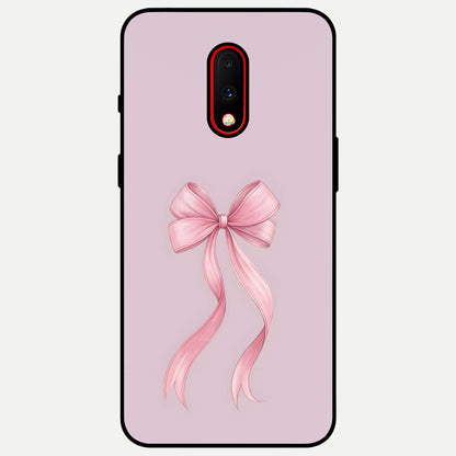  Soft Blush Bow Glass Case For OnePlus 7 back cover – full design glossy printed glass finish