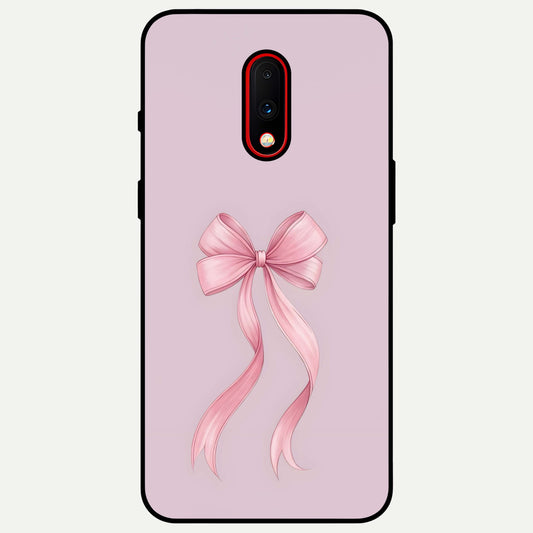  Soft Blush Bow Glass Case For OnePlus 7 back cover – full design glossy printed glass finish