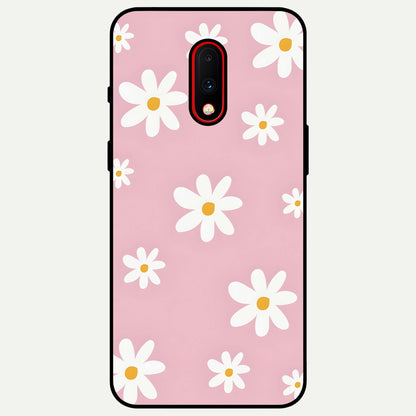  Soft Daisy Bliss Glass Case For OnePlus 7 back cover – full design glossy printed glass finish