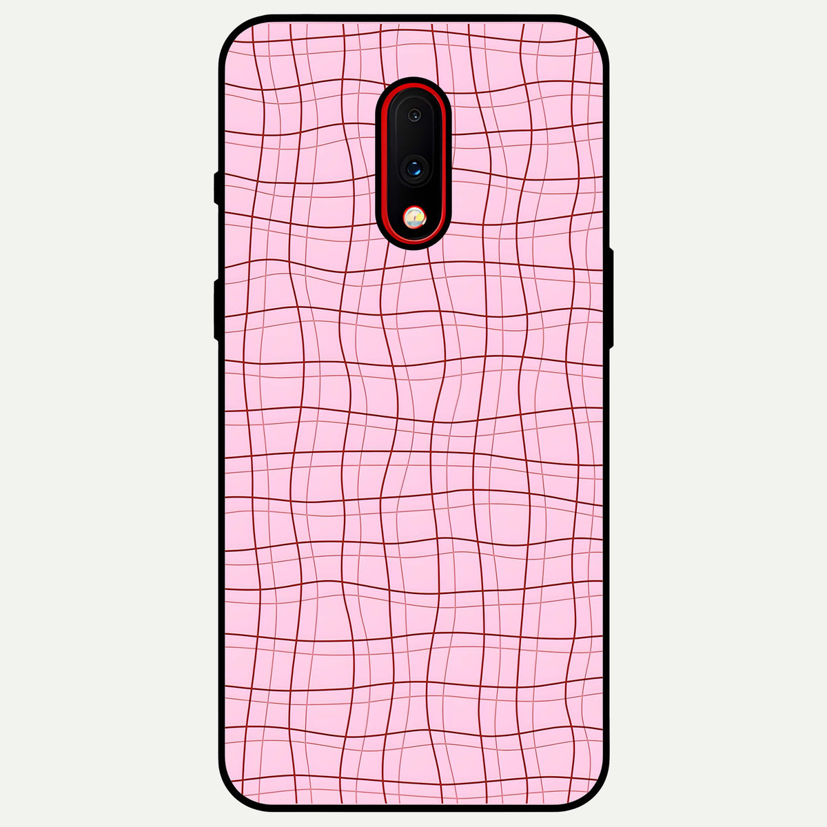  Soft Grid Bliss Glass Case For OnePlus 7 back cover – full design glossy printed glass finish