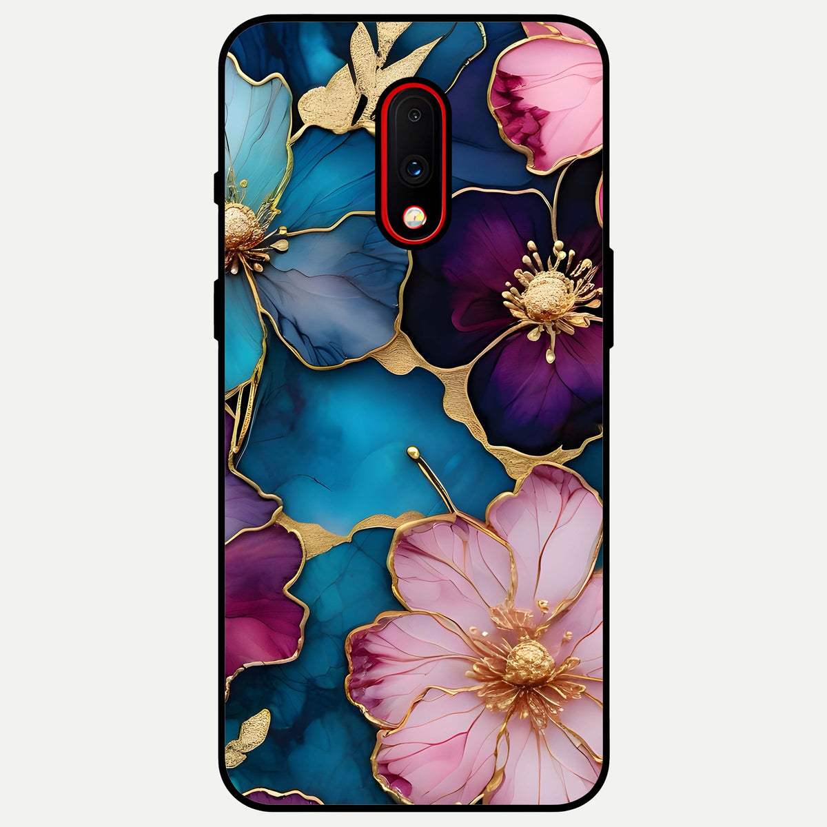 Sparkle Floral Glass Case For OnePlus 7 back cover – full design glossy printed glass finish