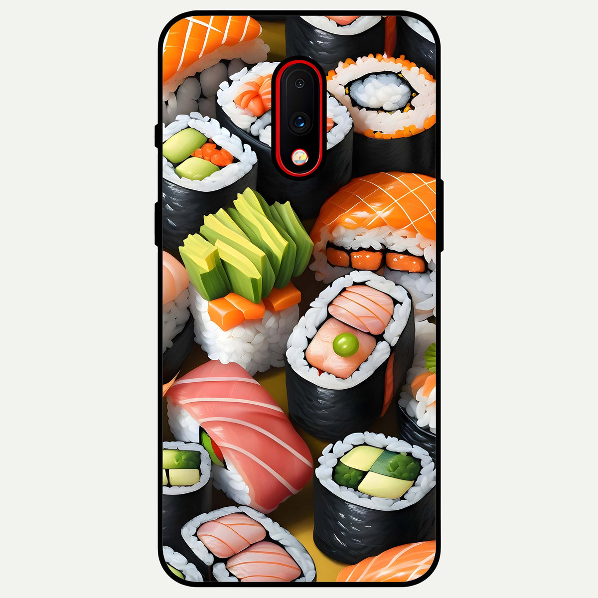  Sushi Food Pattern Glass Case For OnePlus 7 back cover – full design glossy printed glass finish