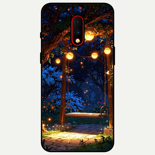  Twilight Garden Swing Glass Case For OnePlus 7 back cover – full design glossy printed glass finish