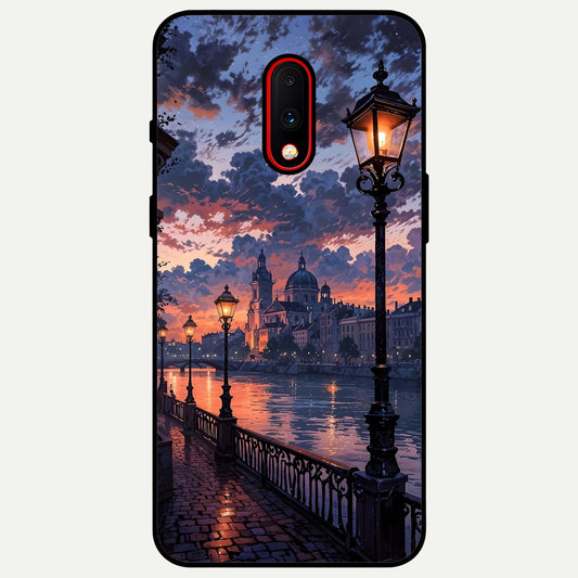  Twilight River Lights Glass Case For OnePlus 7 back cover – full design glossy printed glass finish