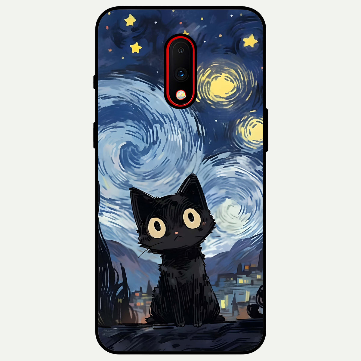  Van Gogh Cat Glass Case For OnePlus 7 back cover – full design glossy printed glass finish