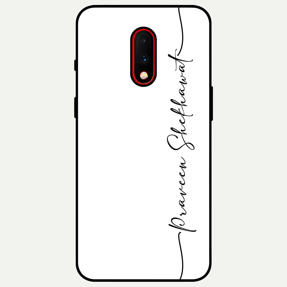  White Tune Custom Name Glass Case For OnePlus 7 back cover – personalized glossy printed glass finish