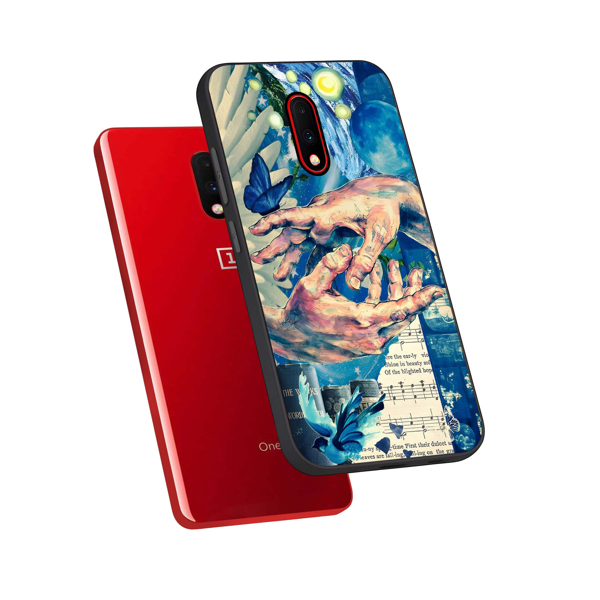  Aesthetic Divider phone case For OnePlus 7 showing premium glass back cover with detailed artwork