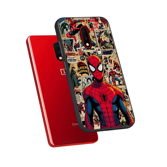  Aesthetic Spider phone case For OnePlus 7 showing premium glass back cover with detailed artwork