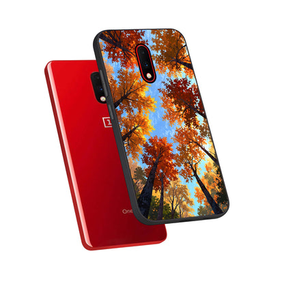  Autumn Sky Rise phone case For OnePlus 7 showing premium glass back cover with detailed artwork