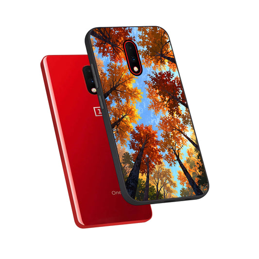  Autumn Sky Rise phone case For OnePlus 7 showing premium glass back cover with detailed artwork