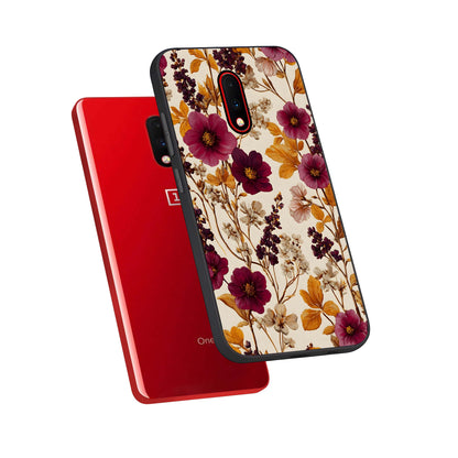  Autumn Wine Bloom phone case For OnePlus 7 showing premium glass back cover with detailed artwork