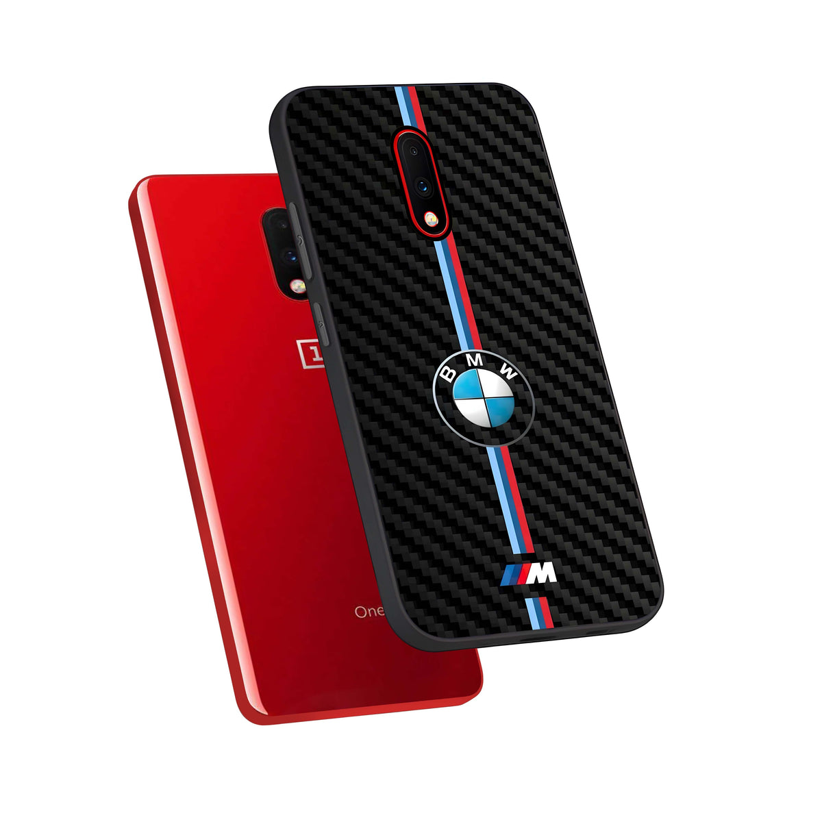  BMW Pattern phone case For OnePlus 7 showing premium glass back cover with detailed artwork