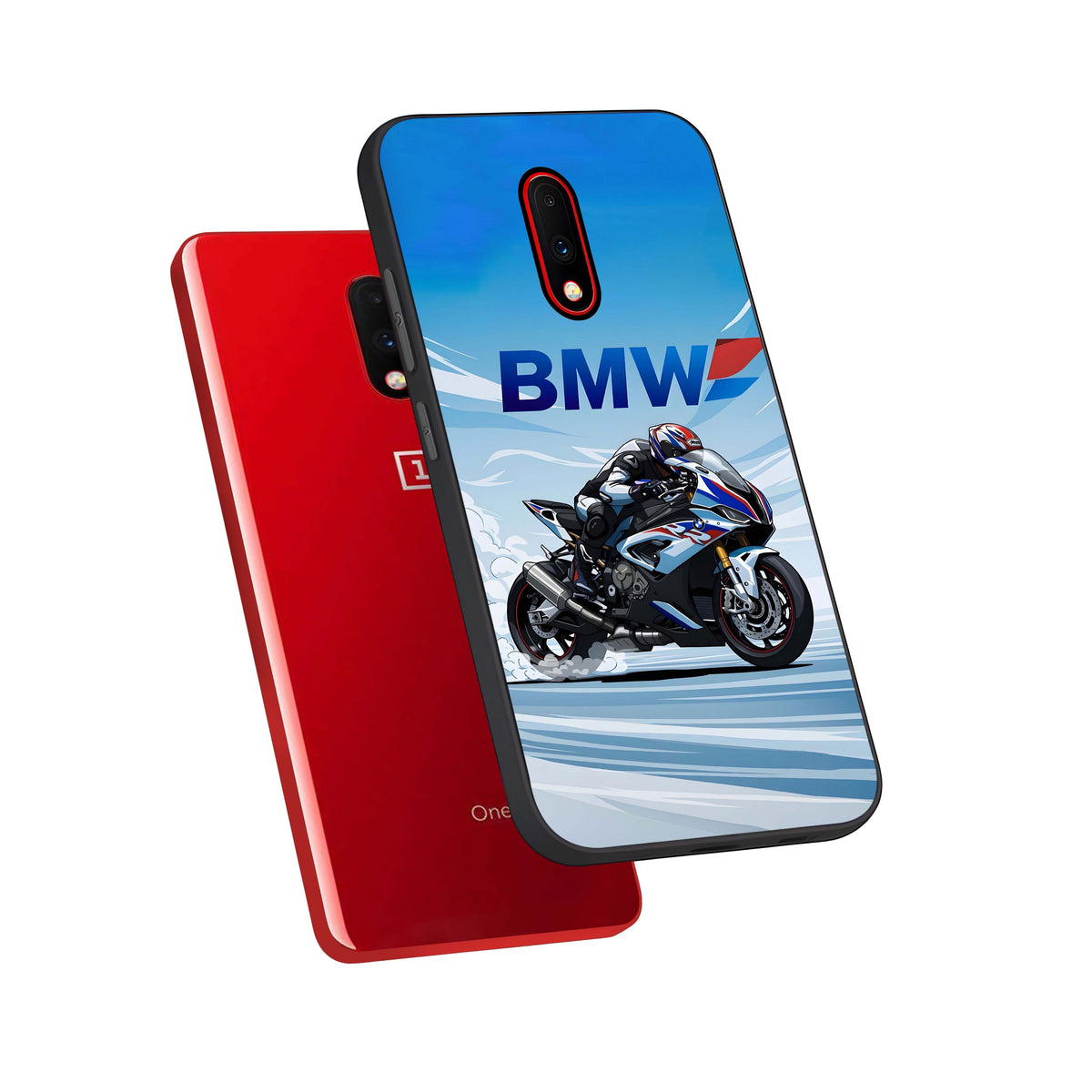  BMW Power Drift phone case For OnePlus 7 showing premium glass back cover with detailed artwork