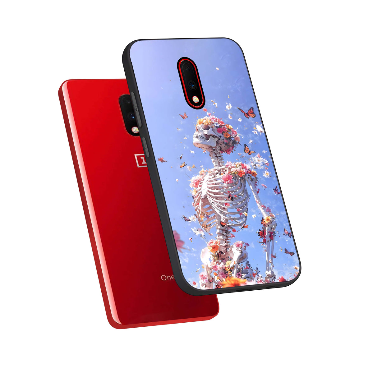  Bloom Beyond Bones phone case For OnePlus 7 showing premium glass back cover with detailed artwork