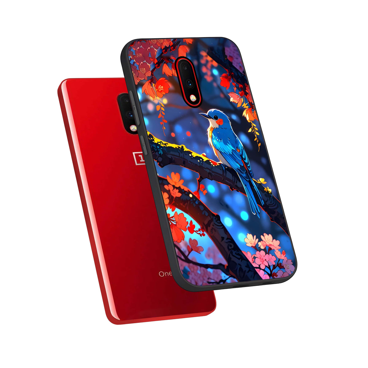  Blooming Water Drift phone case For OnePlus 7 showing premium glass back cover with detailed artwork