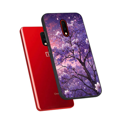  Blossom Tree phone case For OnePlus 7 showing premium glass back cover with detailed artwork