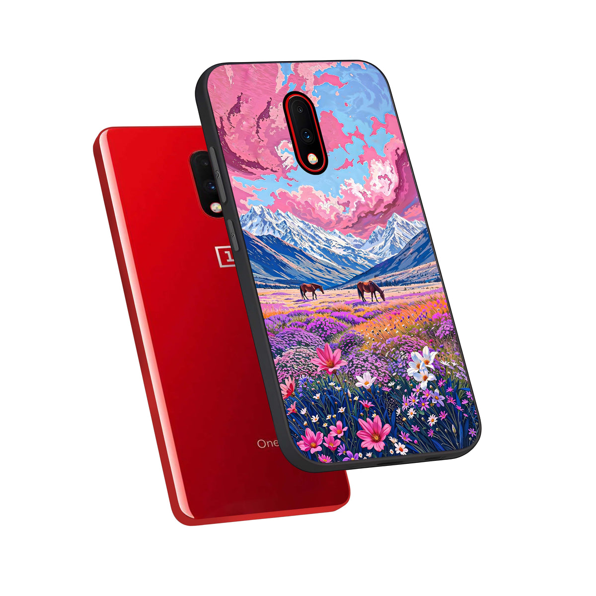 Blossom Valley Dream phone case For OnePlus 7 showing premium glass back cover with detailed artwork