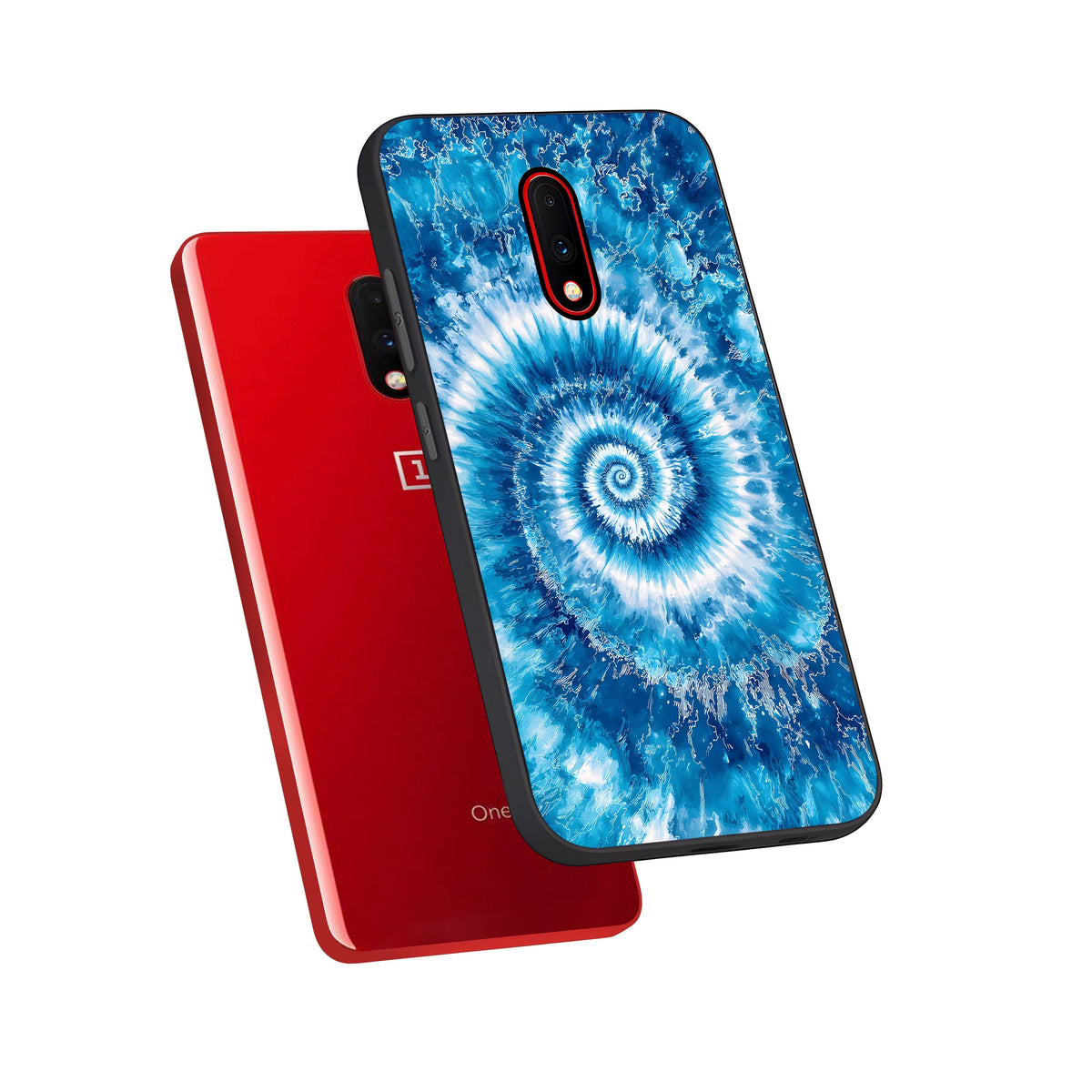  Blue Galaxy Wave phone case For OnePlus 7 showing premium glass back cover with detailed artwork