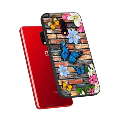  Brick Bloom Flight phone case For OnePlus 7 showing premium glass back cover with detailed artwork