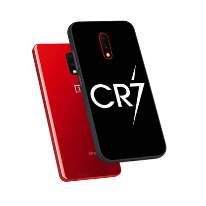  CR7 Elite Strike phone case For OnePlus 7 showing premium glass back cover with detailed artwork