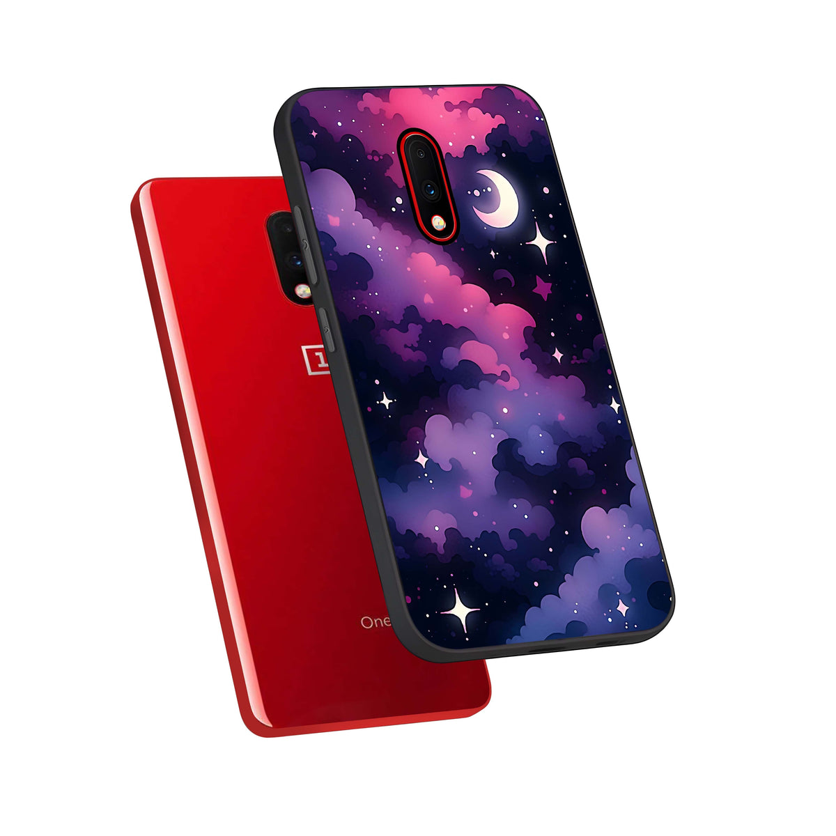  Celestial Moon Magic phone case For OnePlus 7 showing premium glass back cover with detailed artwork