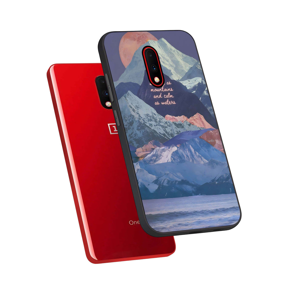  Celestial Mountain Calm phone case For OnePlus 7 showing premium glass back cover with detailed artwork