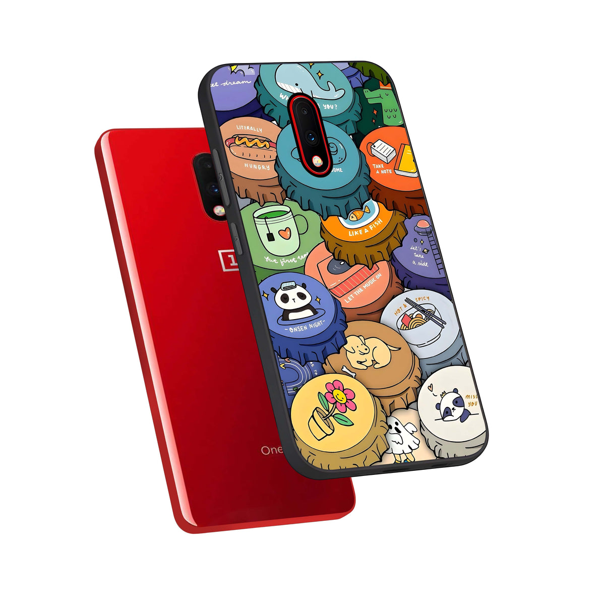  Coins Patterns phone case For OnePlus 7 showing premium glass back cover with detailed artwork