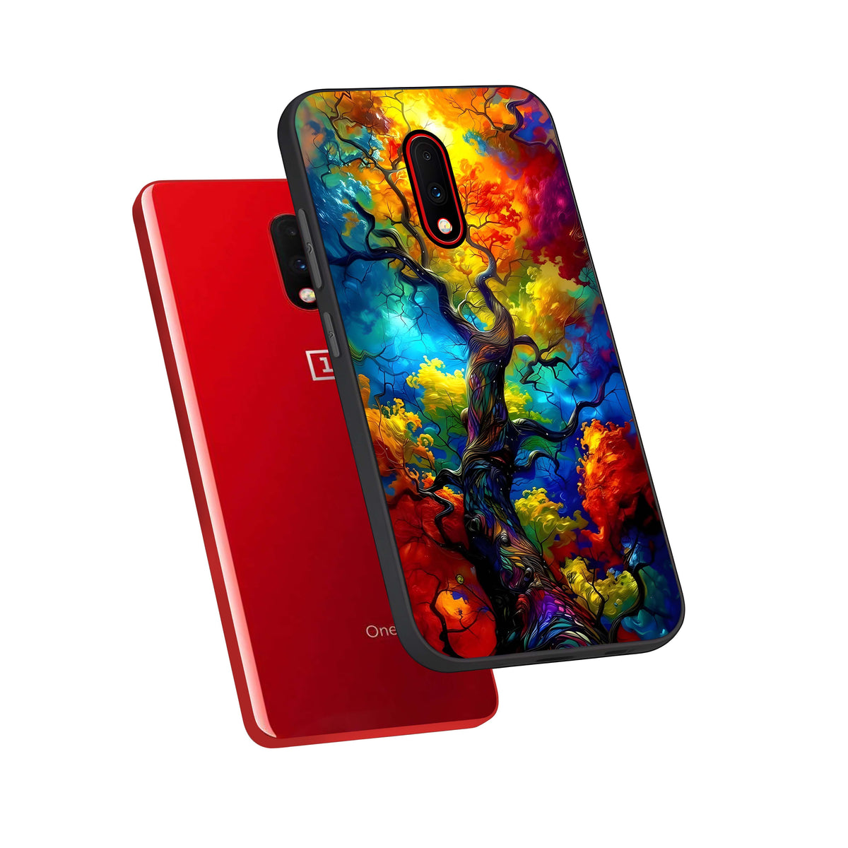  Colorful Soda Bottles phone case For OnePlus 7 showing premium glass back cover with detailed artwork