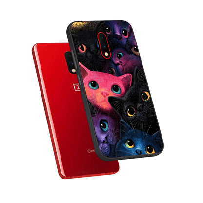  Cosmic Cats Dreams phone case For OnePlus 7 showing premium glass back cover with detailed artwork
