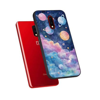  Cosmic Planet Dreams phone case For OnePlus 7 showing premium glass back cover with detailed artwork