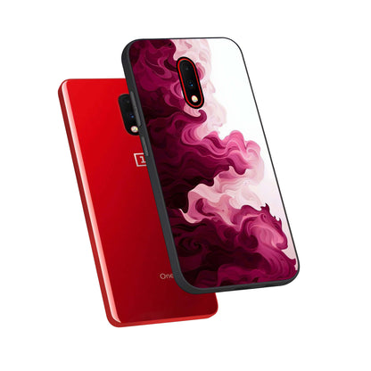  Crimson Wave Flow phone case For OnePlus 7 showing premium glass back cover with detailed artwork