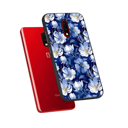  Cute Floral Patterns phone case For OnePlus 7 showing premium glass back cover with detailed artwork