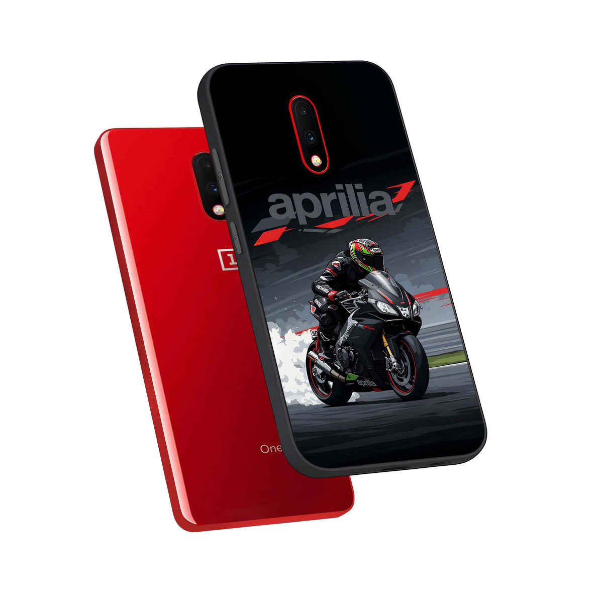  Dark Aprilla phone case For OnePlus 7 showing premium glass back cover with detailed artwork