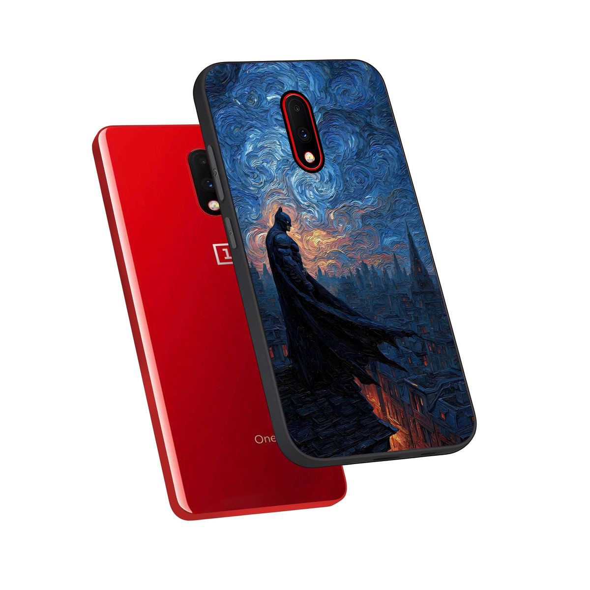  Dark Knight Dusk phone case For OnePlus 7 showing premium glass back cover with detailed artwork