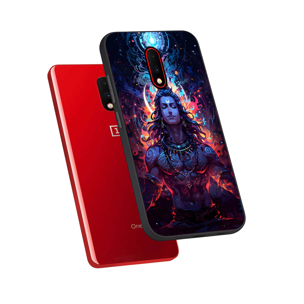  Divine Fire Shiv phone case For OnePlus 7 showing premium glass back cover with detailed artwork