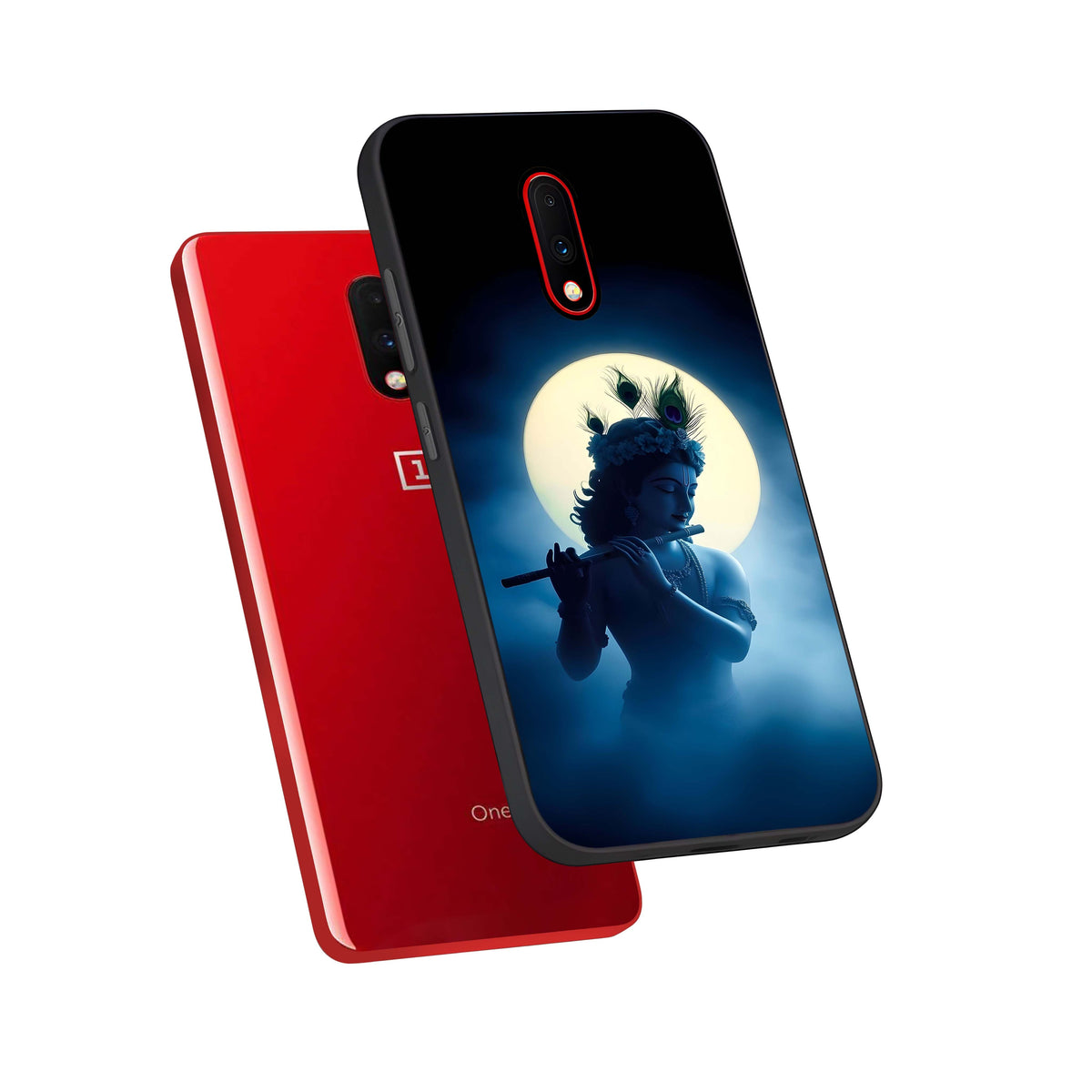  Divine Moon Flute phone case For OnePlus 7 showing premium glass back cover with detailed artwork