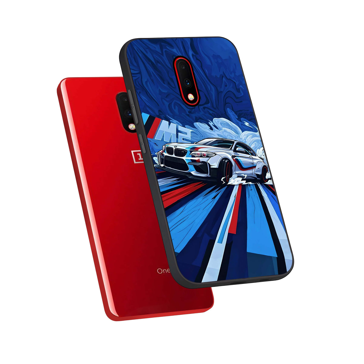  Drift Power Rush phone case For OnePlus 7 showing premium glass back cover with detailed artwork