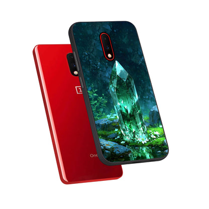  Emerald Light Crystal phone case For OnePlus 7 showing premium glass back cover with detailed artwork