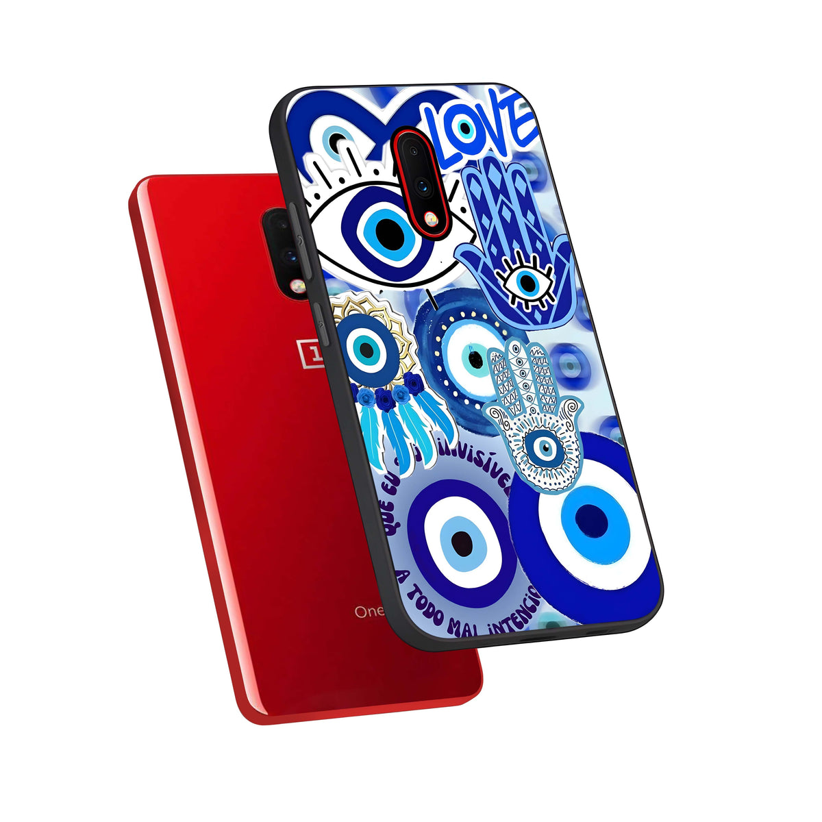  Evil Eyes Dream phone case For OnePlus 7 showing premium glass back cover with detailed artwork